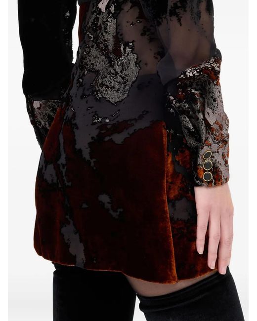 Roberto Cavalli Black Minikleid Mit Langen Ärmeln Und Print