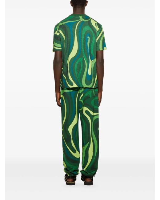 Emilio Pucci Flamed T-Shirt Aus Jersey in Green für Herren