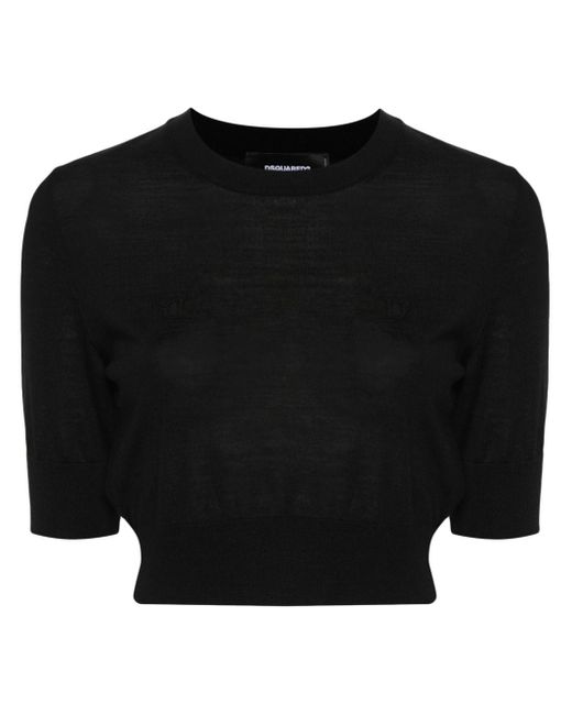 Maglione corto con ricamo di DSquared² in Black