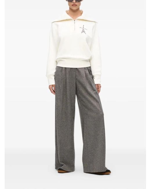 Karl Lagerfeld White Eiffel Tower Half-Zip Sweatshirt
