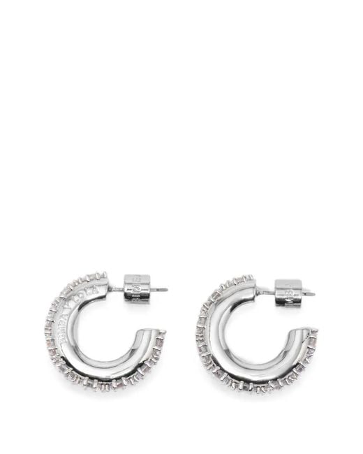 Bimba Y Lola White Crystals Hoop Earrings