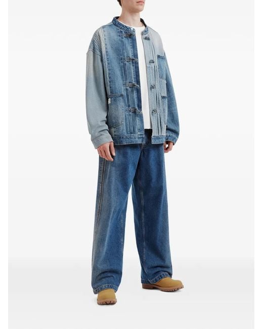 FIVE CM Blue Veste En Coton À Design Patchwork for men