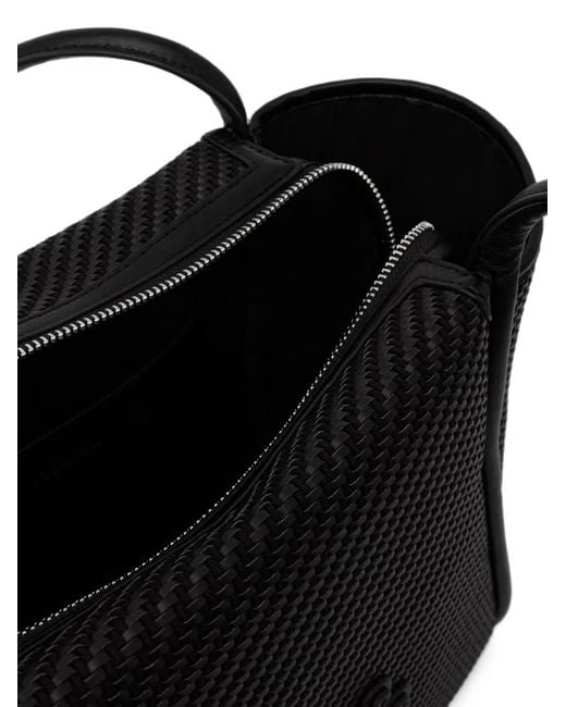 Karl Lagerfeld Black Woven Logo-Patch Tote Bag