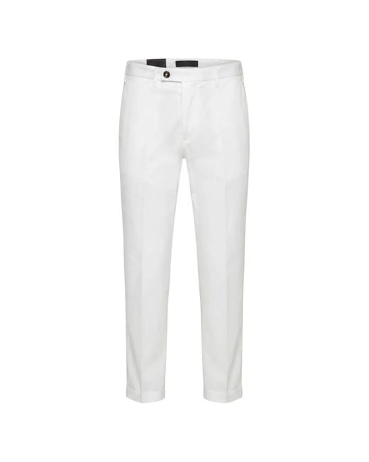 Michael Coal White Pressed-Crease Turned-Up-Hem Trousers for men