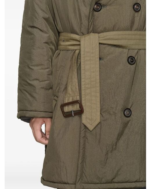 Maison Margiela Green Belted Double-Breasted Coat for men