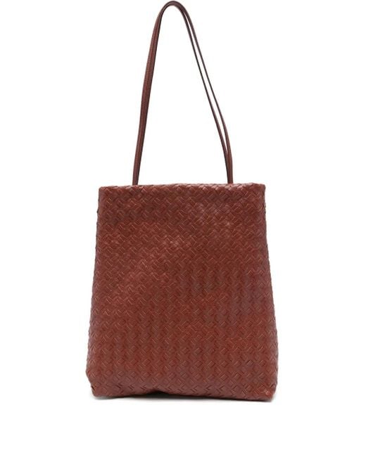 The Row Red Gewebter Tote Bag Aus Schafsleder