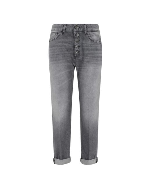 Dondup Gray Buttoned Denim Trousers