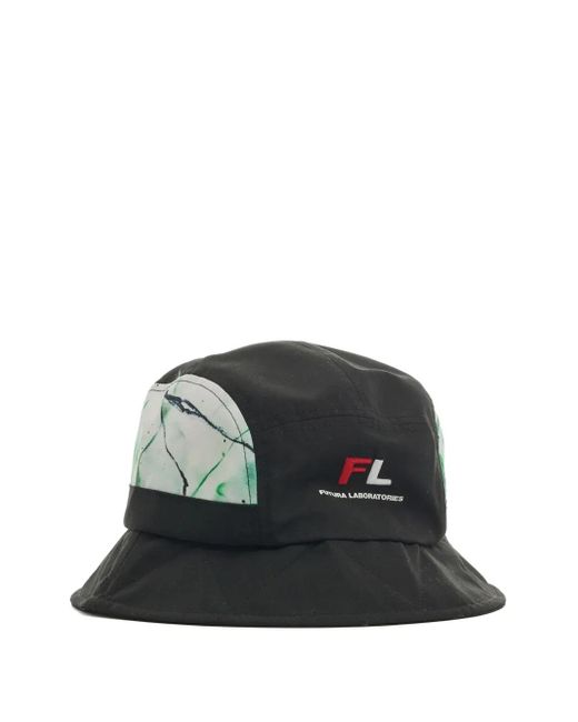 Malbon Golf Black X Futura Tag Printed-Panel Bucket Hat for men