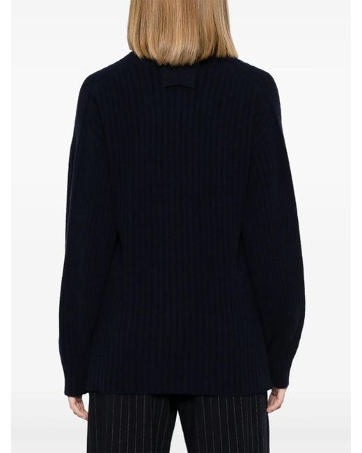Twinset Black V-Neck Ribbed-Knit Jumper