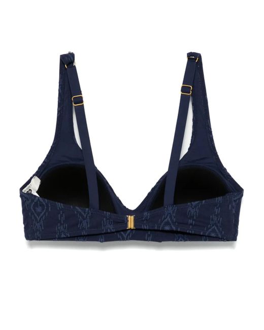 Twinset Blue Embossed Triangle Bikini Top