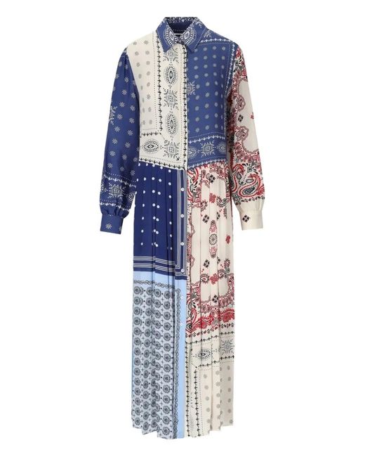 Weekend by Maxmara Blue Zuai Multicolored Shirt Dress