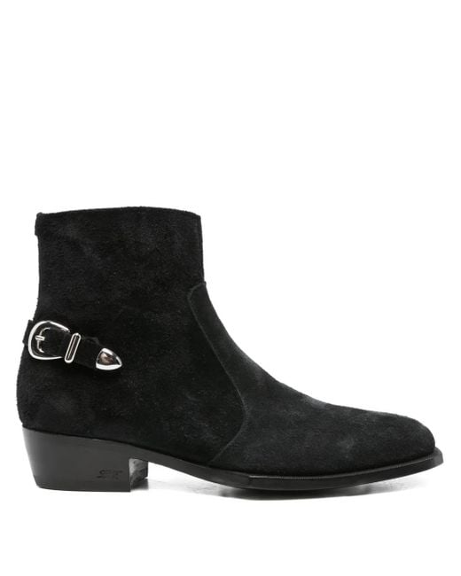 Lidfort Black Buckle-Detail Suede Boots for men