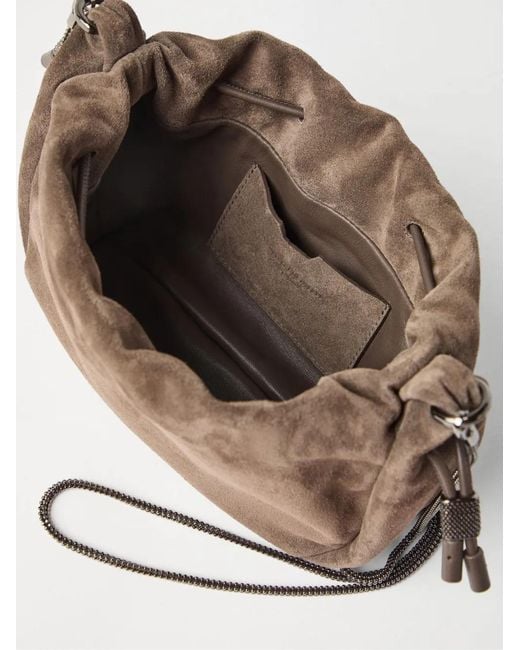Brunello Cucinelli Brown Leather Shoulder Bag