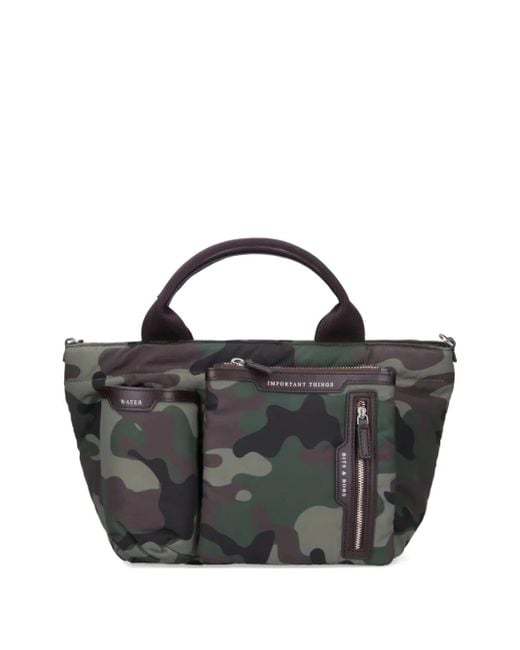 Anya Hindmarch Black Multi Pocket Camouflage Tote Bag