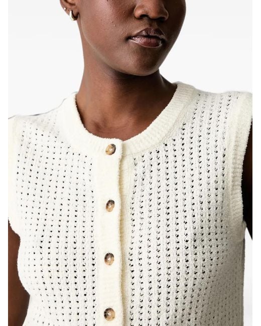 Marc O' Polo White Pointelle-Knit Button-Up Cardigan