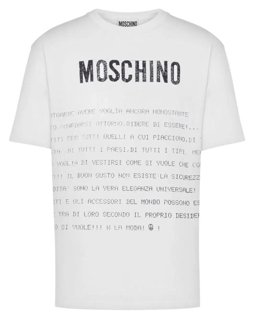 Moschino Gray Bold Slogan Print Cotton Jersey T-Shirt for men