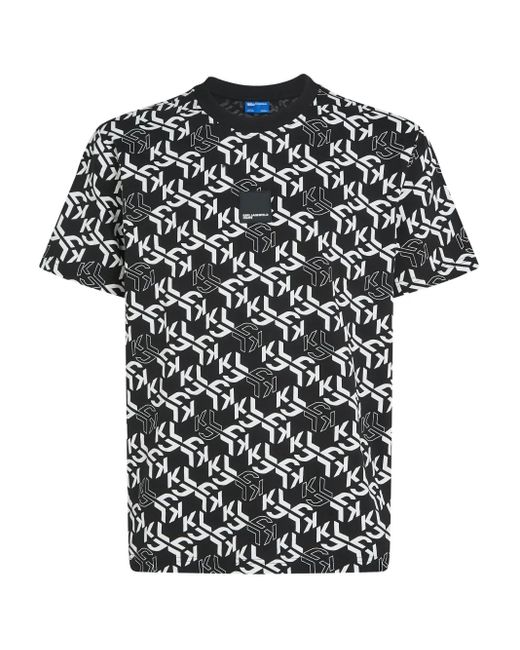 Karl Lagerfeld Black Monogram-Pattern T-Shirt for men