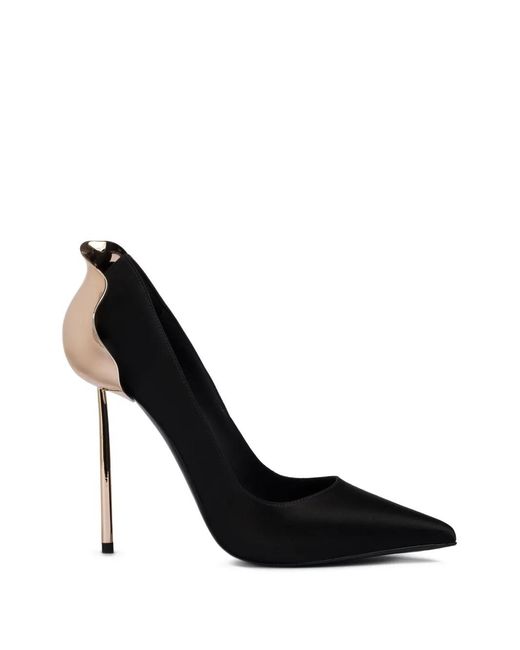 Le Silla Black Petalo Metallic-Detail Pumps