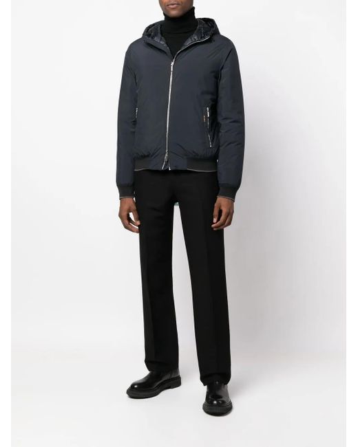 Moorer Blue Zip-Up Hooded Jacket for men