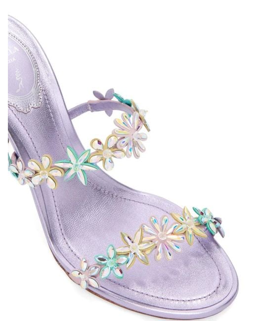 Rene Caovilla White Eva Floral-Detail Heeled Sandals