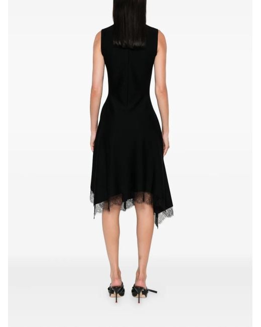 Alexander McQueen Black Lace-Trimmed Sleeveless Dress