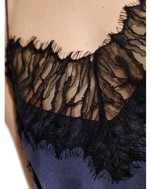 IRO Blue Newin Lace-Trimmed Silk Top
