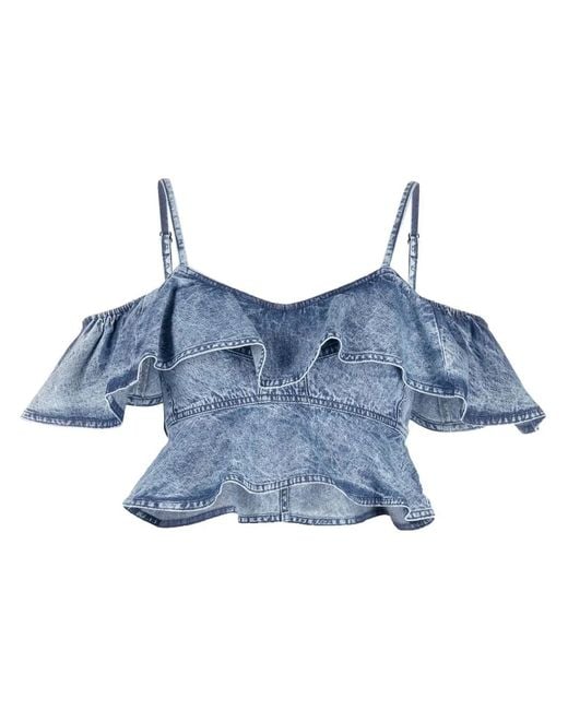 Isabel Marant Blue Voloteo Ruffle Blouse