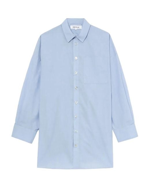 Enfold Blue Draped-Back Shirt