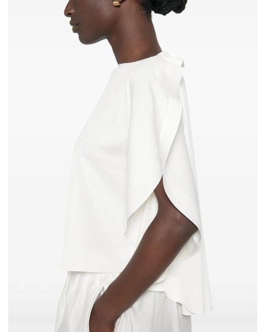 Pleats Please Issey Miyake White A-Poc Slice Pleated Top