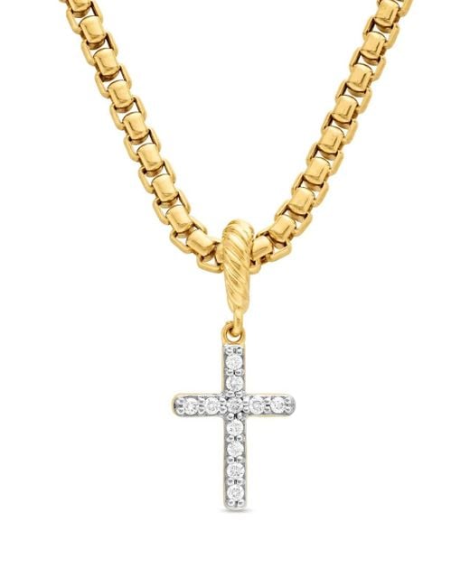 David Yurman Metallic 18Kt Cable Collectibles Cross Diamond Amulet (17Mm)
