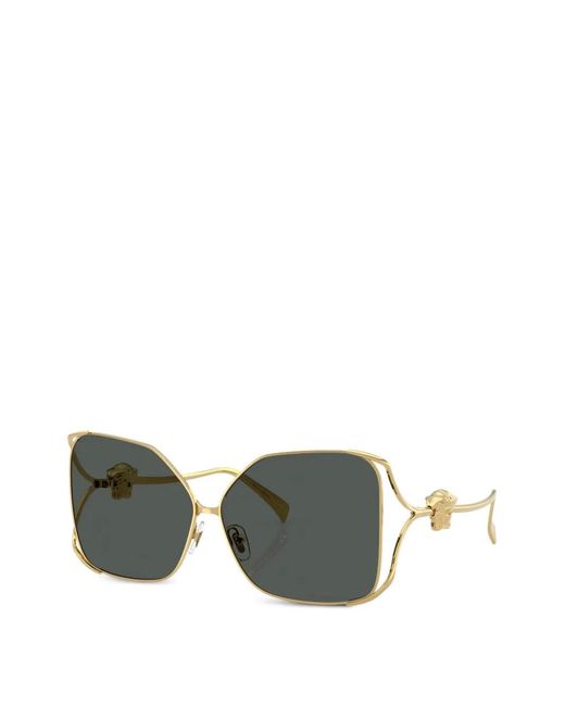 Versace Gray Medusa Square-Frame Sunglasses