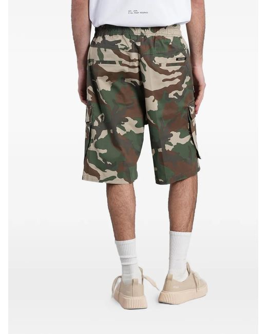 State of Order Green Camouflage-Print Cargo Shorts for men