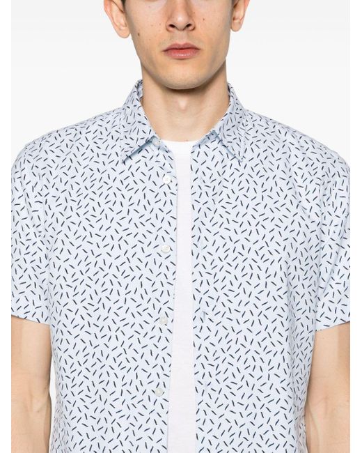 Boss Blue Abstract-pattern Cotton Shirt for men