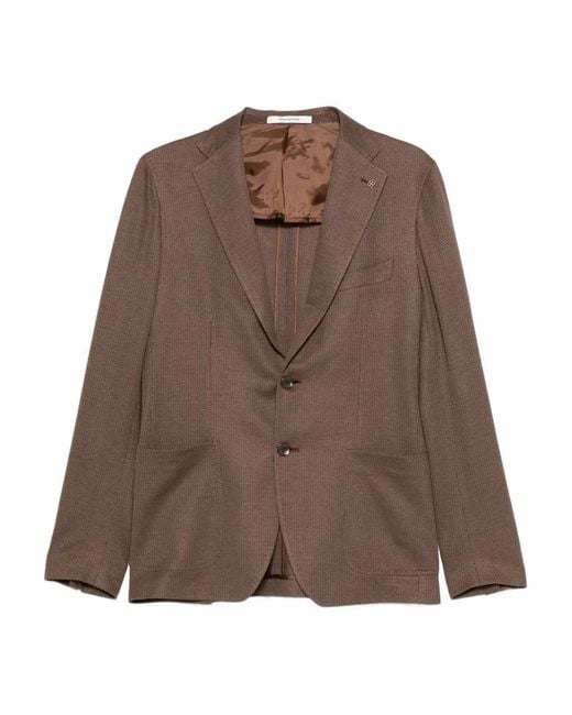 Tagliatore Brown Notched-Lapel Two-Button Blazer for men