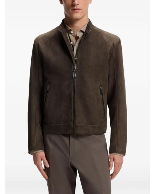 Boss Brown Zip Long-Sleeves Jacket for men