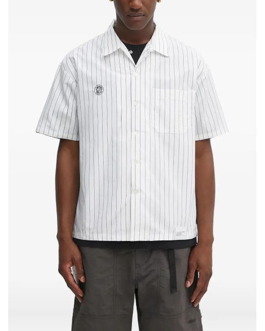 Neighborhood White Pinstripe Short-Sleeve Shirt for men