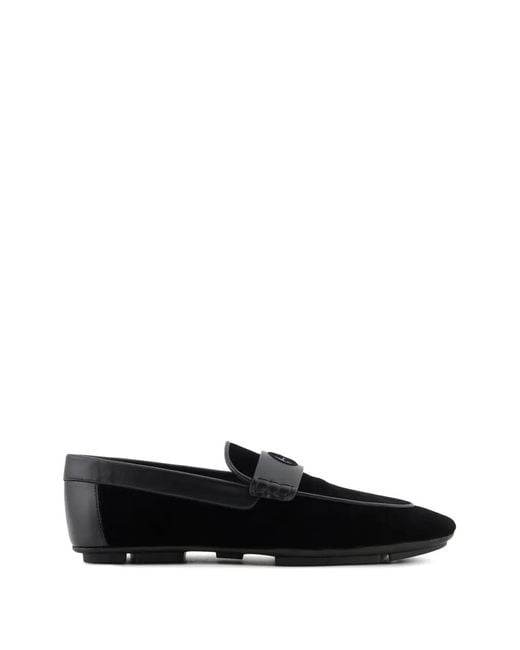 Giorgio Armani Black Logo-Detail Loafers for men