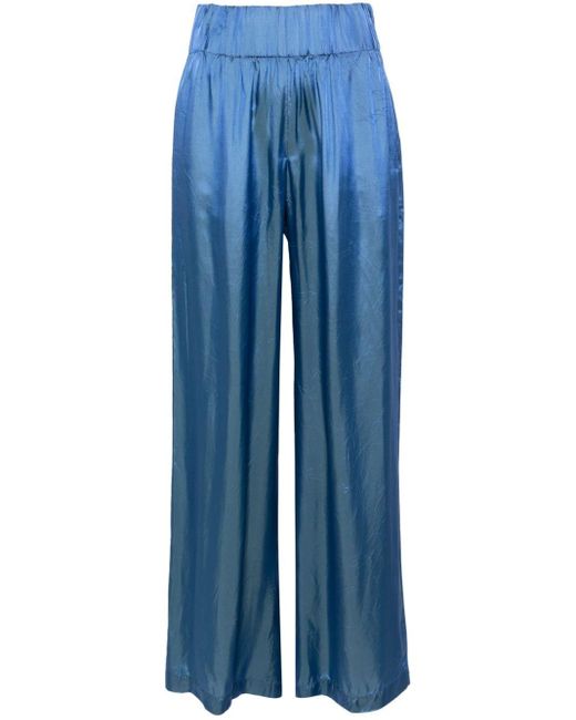 Aspesi Blue Straight-leg Satin Trousers