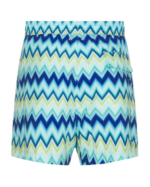 Missoni Blue Zigzag-Pattern Swim Short for men