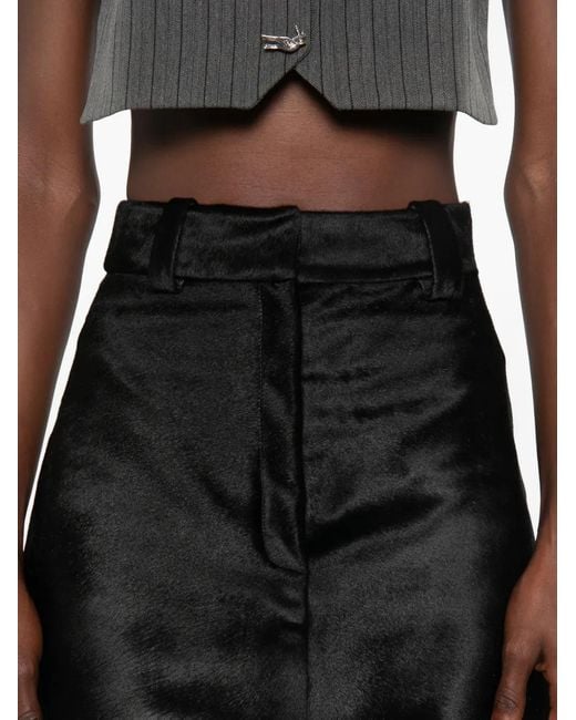 Vestiaire d'un Oiseau Libre Black Asymmetric Pony-Hair Effect Mini Skirt