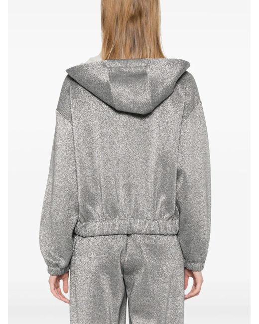 Peserico Gray Metallic-Effect Hoodie
