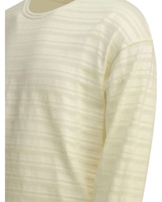 mfpen White Horizontal-Stripe Round-Neck T-Shirt for men