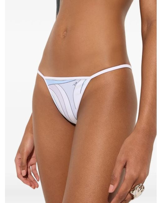 Emilio Pucci White Marmo-Print Bikini Bottoms