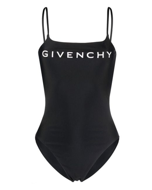 Givenchy Black Logo-print Cut-out Swimsuit