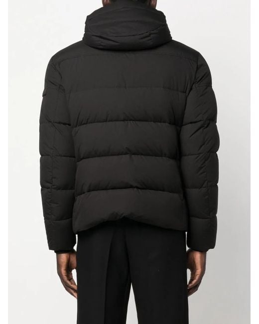 Moorer Black Padded Zip-Up Hooded Down Jacket for men