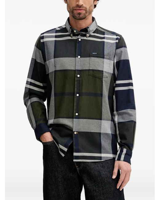 Barbour Gray Dunoon Checked Pocket Shirt for men