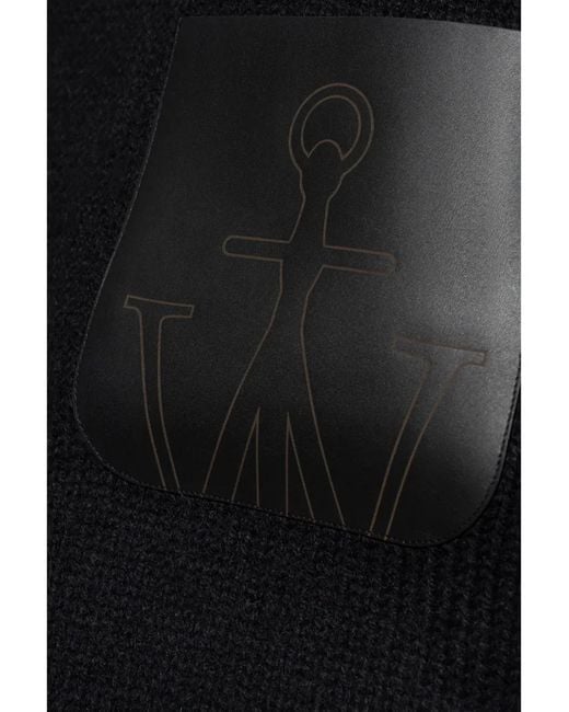 J.W. Anderson Black Leather-Pocket High-Neck Sweater for men