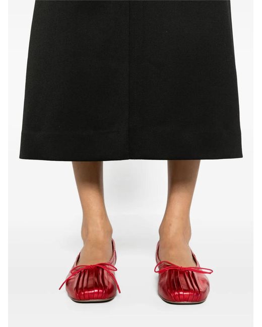 MM6 by Maison Margiela Black High-Waist Twill Midi Skirt