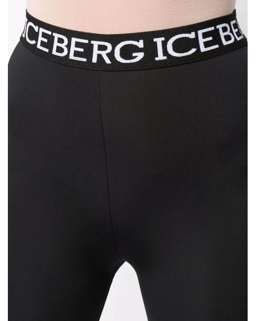 Iceberg Blue Logo-Waist Leggings