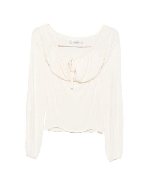 AYA MUSE White Elya Tie-Fastening Blouse